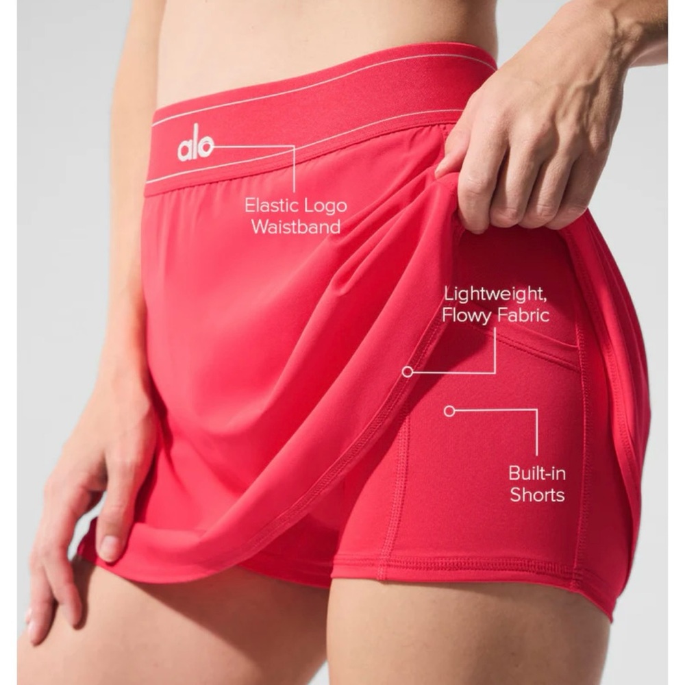 Alo Match Point Tennis Skirt NWT Candy Red - Picture 2 of 6